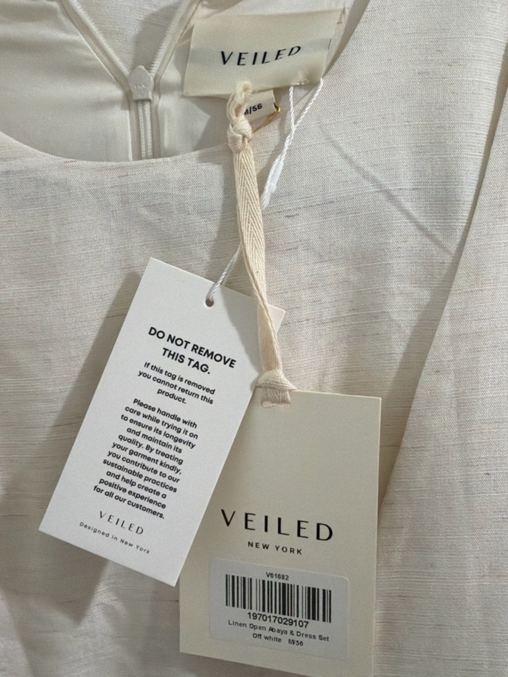 Veiled collection linen open abaya set - Picture 2 of 2